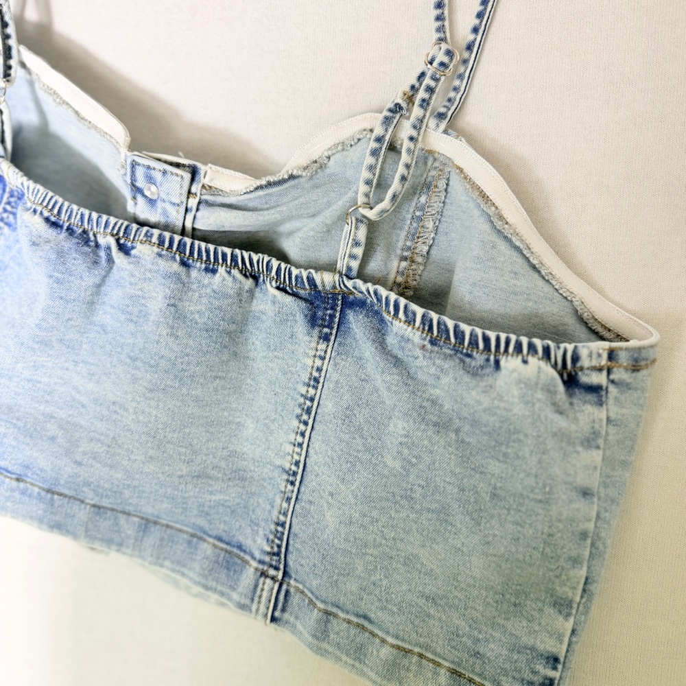 Women's Plus Size Denim corset Sleeveless Cami Crop Top - Picture 15 of 16
